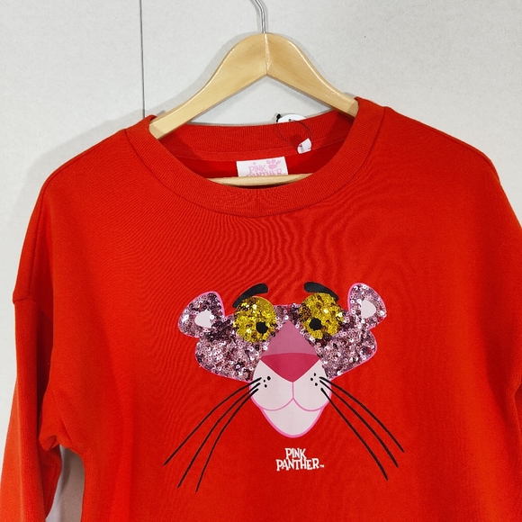 Pink Panther Next Red Sequin Jumper Sweatshirt BNWT Size S Small UK 8 10 - Picture 4 of 9